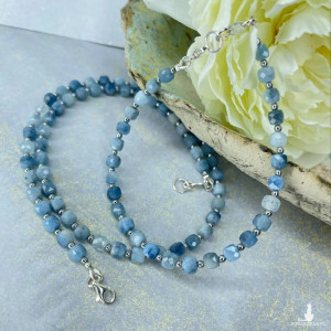 Komplet z akwamarynem wykończony srebrem a1100