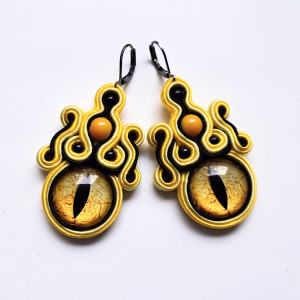 Żółty Smok  kolczyki sutasz