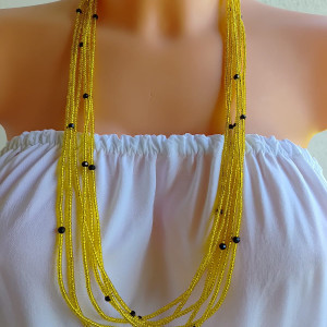 Naszyjnik Żółty Wielokrotnie Owijany Sznur