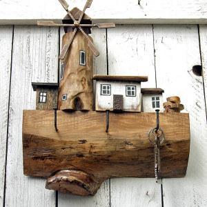 Drewniany wieszak na klucze - Młyn Wiatrowy Holender