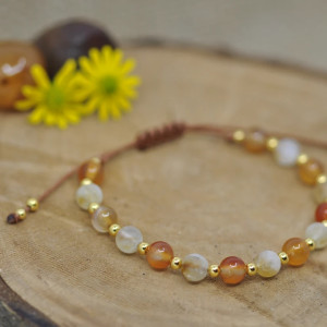 Bransoletka Mocy – Karneol, Cytryn i Srebro Pozłacane