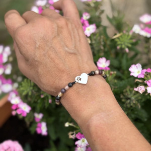 Bransoletka „Srebrne Serce z Łapką” z Turmalinem