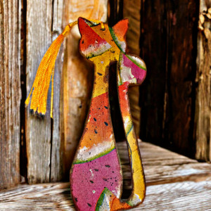 Drewniana zakładka do książki,  KOT "Arbuzy"