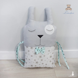 Poduszka dekoracyjna króliczek, ochraniacz do łóżeczka biało-szary