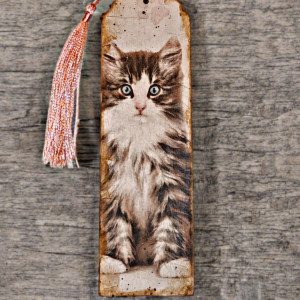 Drewniana zakładka do książki "Kotek"