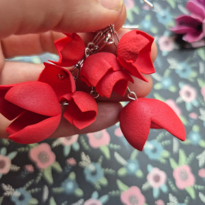 Kolczyki czerwone kwiaty