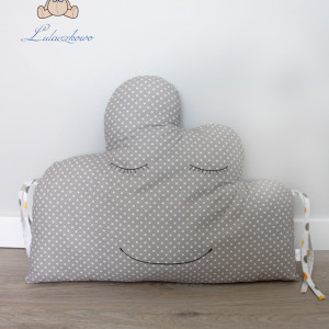 Poduszka dziecięca chmurka, szara, ochraniacz do łóżeczka