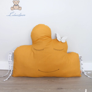 Poduszka dziecięca chmurka, musztarda, ochraniacz do łóżeczka