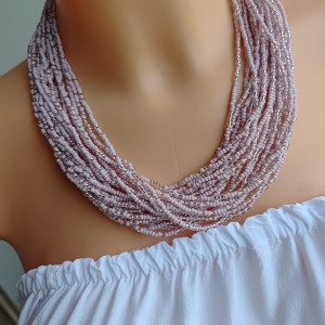 Naszyjnik Różowy Nude Róż Koraliki