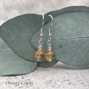 Delikatne kolczyki z kamieniem - cytryn, hematyt