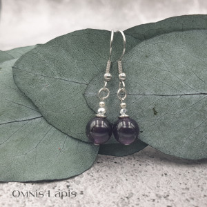 Delikatne kolczyki z kamieniem - ametyst, hematyt