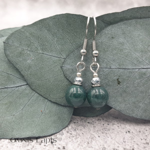 Delikatne kolczyki z kamieniem - agat mszysty, hematyt