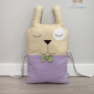 Poduszka dekoracyjna króliczek, ochraniacz do łóżeczka fiolet-beż