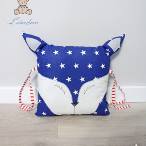 Poduszka dekoracyjna lisek, ochraniacz do łóżeczka granatowy