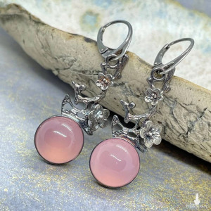 Kwiatowe kolczyki z agatami brazylijskimi a784