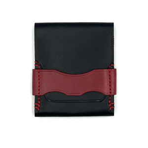 Czarny portfel minimalistyczny na karty ze skóry ręcznie uszyty