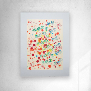 nowoczesna grafika na ścianę, ręcznie malowana abstrakcja do sypialni, styl memphis obraz A3, he and she obraz do loftu, obraz skandynawski styl, boho dekoracja na ścianę, napisy grafika 30x4