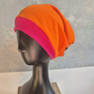 Czapka pomarańczowo rózowa
