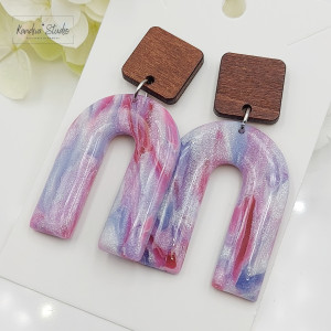 Kolczyki z drewnianym sztyftem