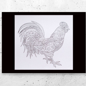 czarno biały plakat z ptaszkiem, kogut plakat A4, biało czarny plakat z kogutem, kogucik obrazek, kogucik plakat, rustykalny plakat 21x30, ptaszek plakat, mały plakat do domu