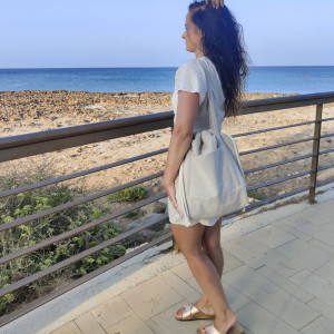 SummerBag S A N D-duża jasnobeżowa torba sztruksowa