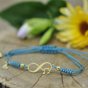 Nieskończoność i nuta - bransoletka, srebro 925 pozłacane