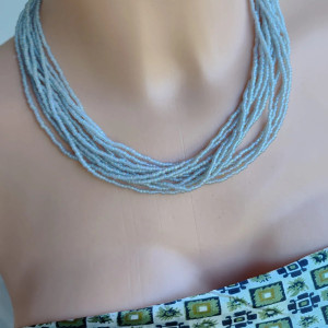 Naszyjnik Koraliki Japońskie Szare Drobne Krótki