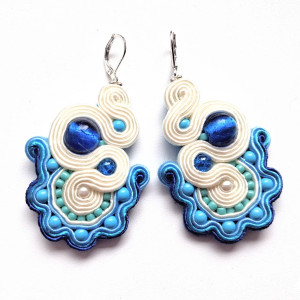 Blue&Cream  kolczyki sutaszowe