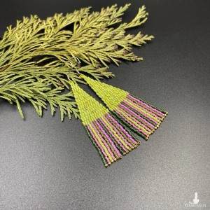 Kolczyki słomki - zielono różowe #983