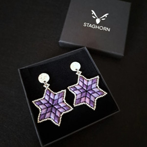Kolczyki "Twilight Star" – fioletowo-srebrne gwiazdki z koralików