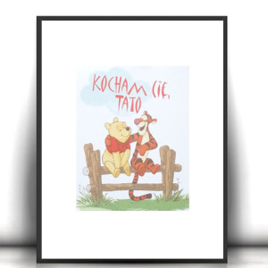 Kubuś Puchatek plakat A4, obrazek z Kubusiem Puchatkiem, bajkowe plakaty dla dzieci, miś obrazek A4, prezent dla taty, fajne plakaty A4, plakat dla chłopca, plakat dla dziewczynki, poster a4