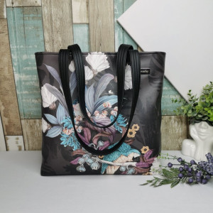 Torebka damska shopper bag torebka na ramię zamykana - ekoskóra ptaki 3