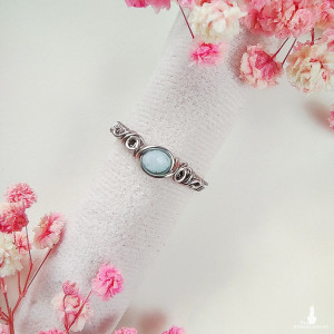 Pierścionek Akwamaryn regulowany stal chirurgiczna handmade