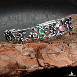Bransoletka srebrna z siedmioma minerałami