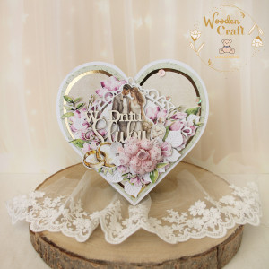 Kartka ślubna serce, pamiątka ślubu "Magnolia Love" GOTOWA