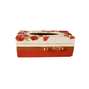 Drewniane pudełko na chusteczki, chustecznik decoupage