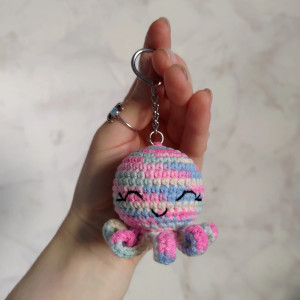 Brelok ośmiornica, Brelok do kluczy, Brelok na prezent, Brelok na szydełku