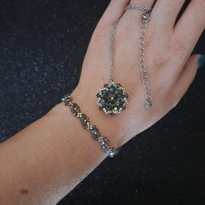 Bransoletka i Naszyjnik "Black Diamond" - Komplet Biżuterii z Kryształków Preciosa