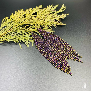 Kolczyki nakrapiane fioletowo - złote #991