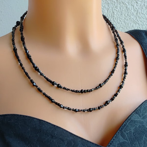 Naszyjnik Minimalistyczny Koraliki Czarne