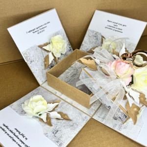 287,exploding box na ślub w komplecie z torebką.