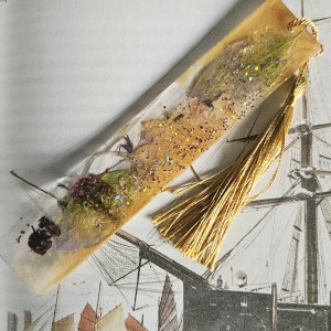 Zakładka z żywicy epoksydowej z liściem eukaliptus s26