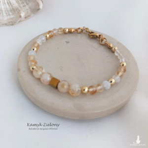 Cytryn, hematyt - bransoletka z kamieni naturalnych - wykończenia ze stali chirurgicznej