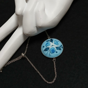 Ręcznie haftowana bransoletka NIEBIESKA stal szlachetna