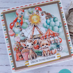 Kartka urodzinowa dla dziecka „Wesołe miasteczko”, personalizacja