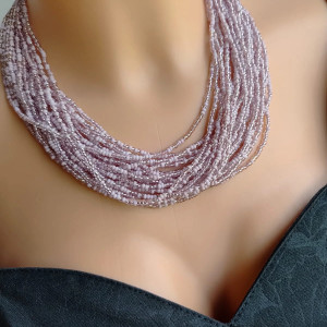 Naszyjnik Różowy Nude Róż Koraliki2