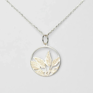 Srebrny Naszyjnik Damski Leaf