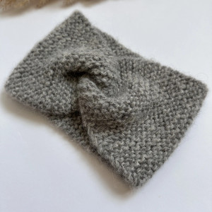 Wełniana opaska twist na głowę 100% alpaka - szara