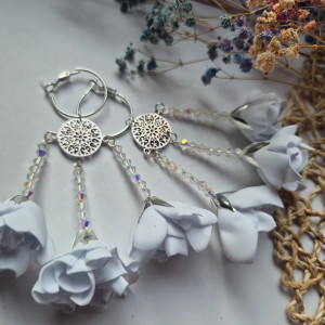 Kolczyki białe z koralikami