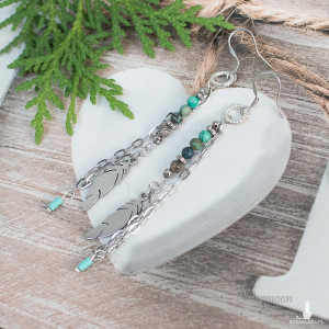 Długie kolczyki Turkus i Agat